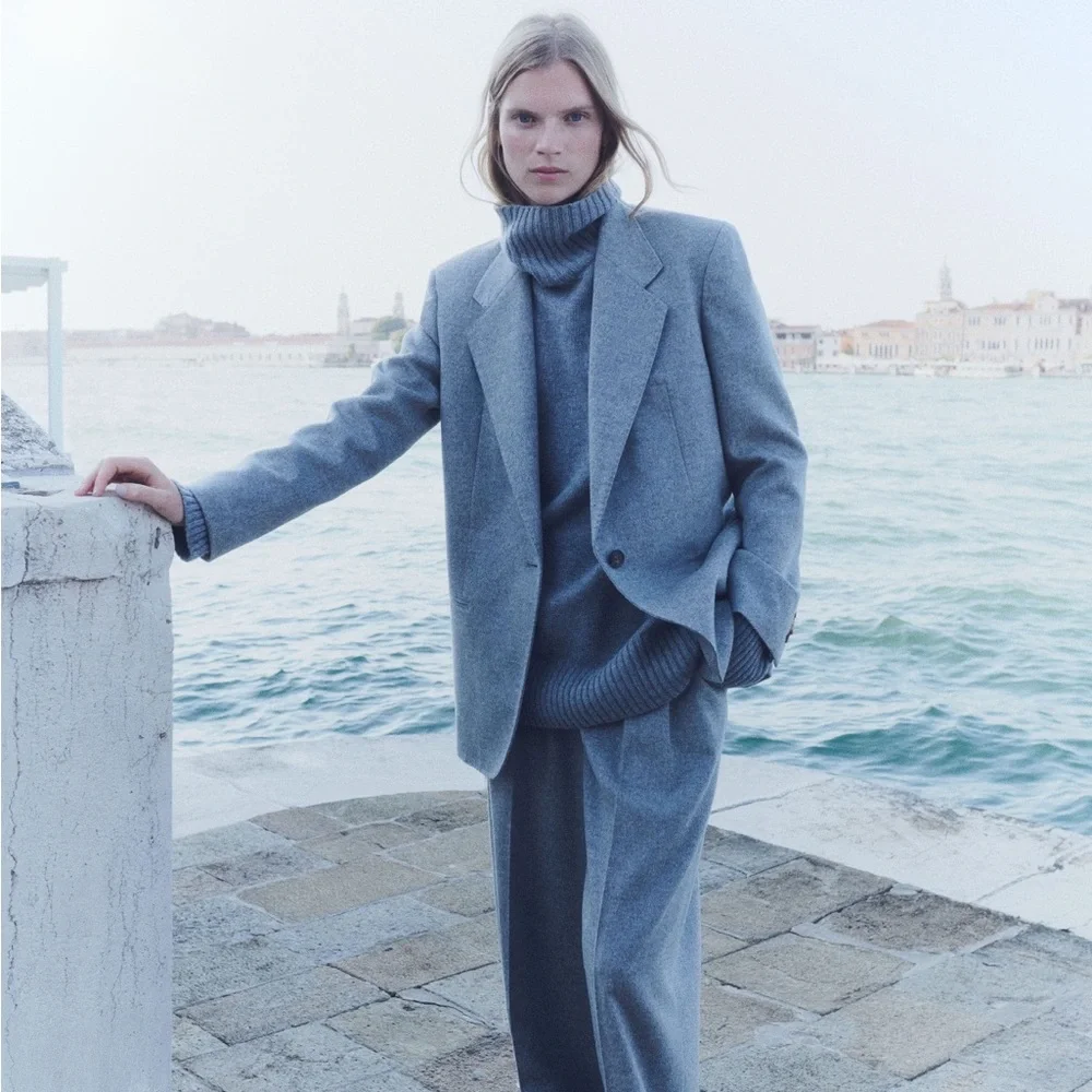 Lafayette 148 NWT 100% cashmere melange single button blazer L nickel - Picture 3 of 9